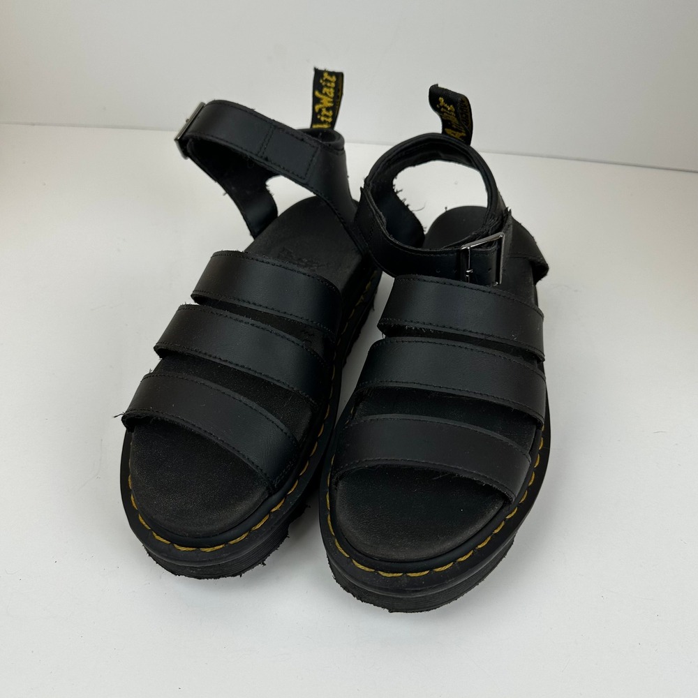 Dr. Martens Blaire Platform Sandals Black Leather Strappy Chunky Womens Size 7